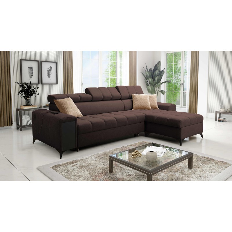 Ecksofa Venna I Mini mit Schlaffunktion und USB-Anschluss in Plüschstoff, Avra 6