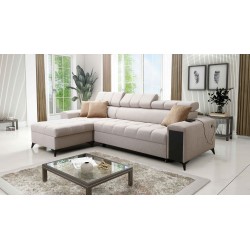 Venna I Mini Corner Sofa with Sleeping Function and USB Port in Plush Fabric, Avra 17 Venna I Mini Corner Sofa with Sleeping Function and USB Port in Plush Fabric, Avra 17