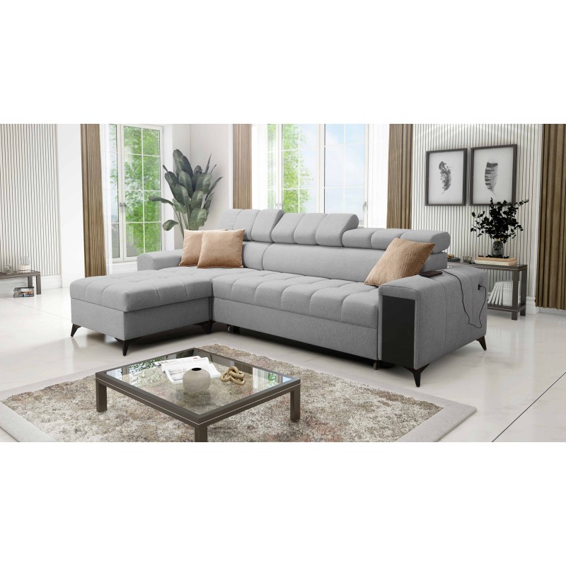 Ecksofa Venna I Mini mit Schlaffunktion und USB-Anschluss im Stoff Plüsch, Avra 16