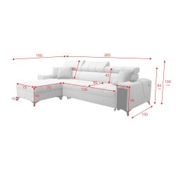 Sofá esquinero Venna I mini con función de cama y puerto USB en tela de felpa, Avra 6. Sofá esquinero Venna I mini con función de cama y puerto USB en tela de felpa, Avra 6.