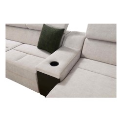 Sofá en forma de U Avanti V con función de cama, lámpara con puerto USB y tela de terciopelo, Whisper 5 Sofá en forma de U Avanti V con función de cama, lámpara con puerto USB y tela de terciopelo, Whisper 5