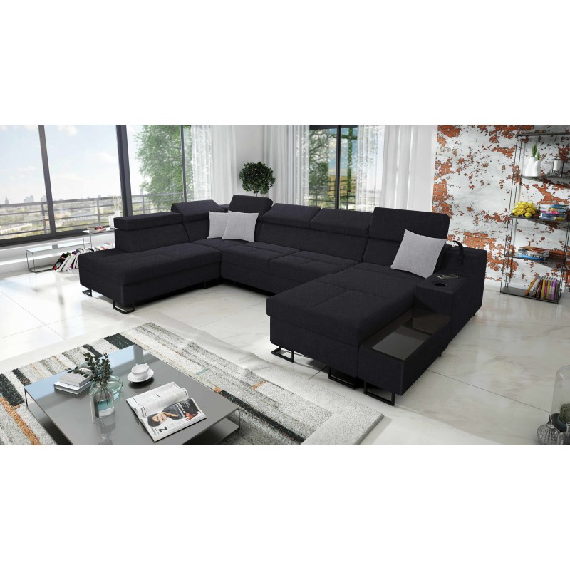 Luxus-Ecksofa in U-Form Avanti VI mit Schlaffunktion - Velours, Sawana 14