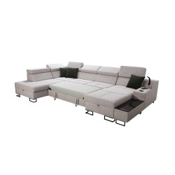 Luxus-Ecksofa in U-Form Avanti VI mit Schlaffunktion - Samt, Whisper 3 + Kunstleder Luxus-Ecksofa in U-Form Avanti VI mit Schlaffunktion - Samt, Whisper 3 + Kunstleder
