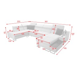 Luxus-Ecksofa in U-Form Avanti VI mit Schlaffunktion - Samt, Whisper 3 + Kunstleder Luxus-Ecksofa in U-Form Avanti VI mit Schlaffunktion - Samt, Whisper 3 + Kunstleder