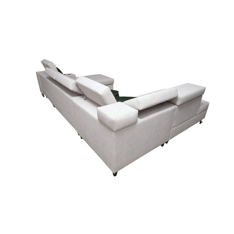 Luxuriöses U-förmiges Sofa Avanti VI mit Schlaffunktion - Samt, Whisper 9 + Ökoleder Luxuriöses U-förmiges Sofa Avanti VI mit Schlaffunktion - Samt, Whisper 9 + Ökoleder