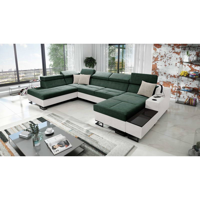 Luxus-Ecksofa in U-Form Avanti VI mit Schlaffunktion - Samt, Whisper 11 + Kunstleder Luxus-Ecksofa in U-Form Avanti VI mit Schlaffunktion - Samt, Whisper 11 + Kunstleder