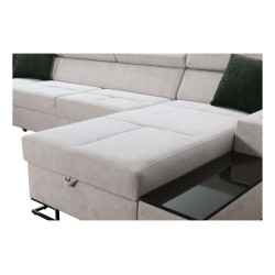 Luxus-Ecksofa in U-Form Avanti VI mit Schlaffunktion - Samt, Whisper 11 + Kunstleder Luxus-Ecksofa in U-Form Avanti VI mit Schlaffunktion - Samt, Whisper 11 + Kunstleder