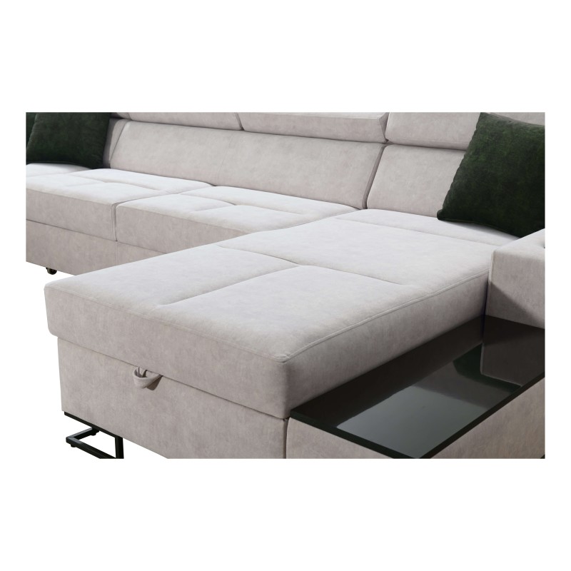 Luxus-Ecksofa in U-Form Avanti VI mit Schlaffunktion - Samt, Whisper 11 + Kunstleder Luxus-Ecksofa in U-Form Avanti VI mit Schlaffunktion - Samt, Whisper 11 + Kunstleder
