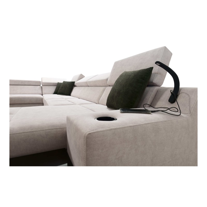 Luxus-Ecksofa in U-Form Avanti VI mit Schlaffunktion - Samt, Whisper 11 + Kunstleder Luxus-Ecksofa in U-Form Avanti VI mit Schlaffunktion - Samt, Whisper 11 + Kunstleder