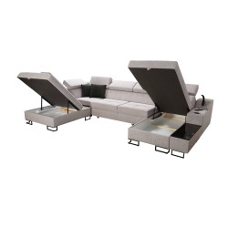 Luxus-Ecksofa in U-Form Avanti VI mit Schlaffunktion - Samt, Whisper 11 + Kunstleder Luxus-Ecksofa in U-Form Avanti VI mit Schlaffunktion - Samt, Whisper 11 + Kunstleder