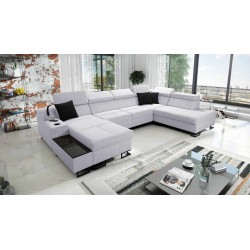 Luxuriöse U-Form-Ecksofa Avanti VI mit Schlaffunktion - Samt, Sawana 84