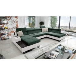 Luxus-Ecksofa in U-Form Avanti VI mit Schlaffunktion - Samt, Whisper 11 + Kunstleder