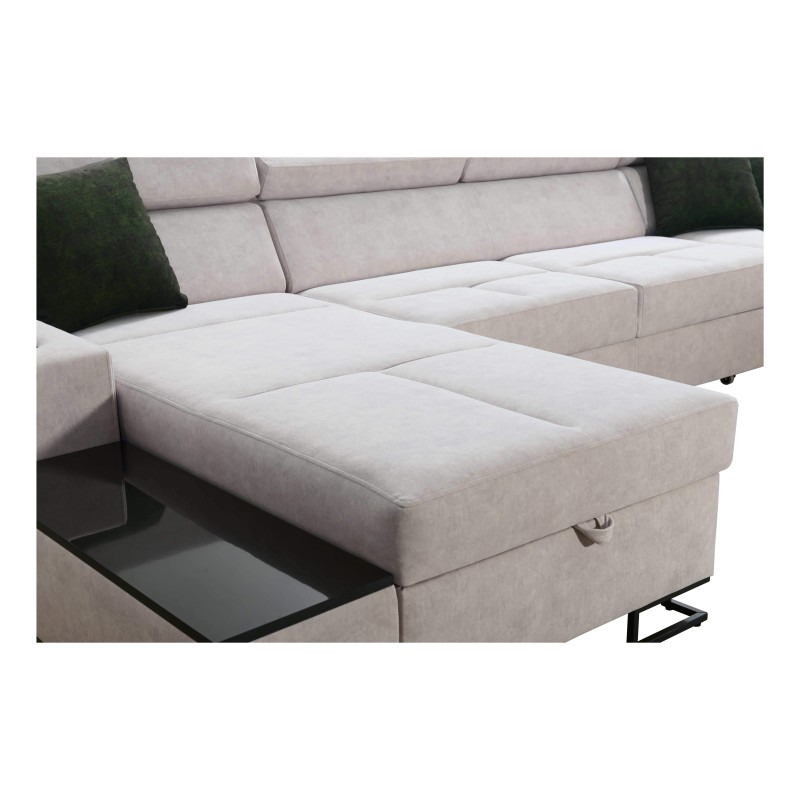 Luxus-Ecksofa in U-Form Avanti VI mit Schlaffunktion - Samt, Whisper 11 + Kunstleder Luxus-Ecksofa in U-Form Avanti VI mit Schlaffunktion - Samt, Whisper 11 + Kunstleder
