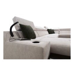 Luxus-Ecksofa in U-Form Avanti VI mit Schlaffunktion - Samt, Whisper 11 + Kunstleder Luxus-Ecksofa in U-Form Avanti VI mit Schlaffunktion - Samt, Whisper 11 + Kunstleder