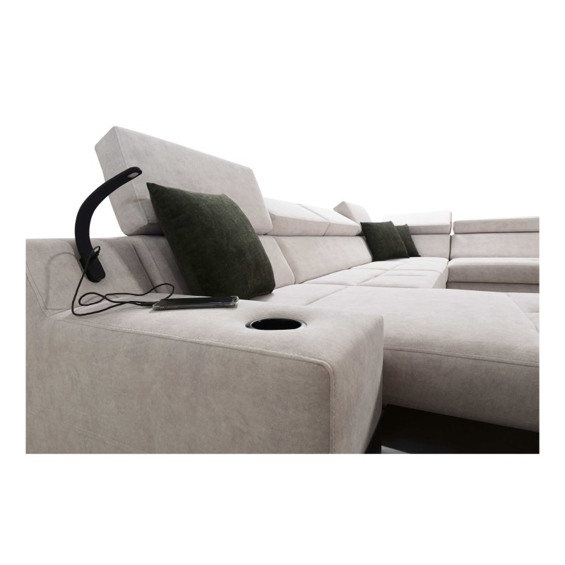 Luxus-Ecksofa in U-Form Avanti VI mit Schlaffunktion - Samt, Whisper 11 + Kunstleder Luxus-Ecksofa in U-Form Avanti VI mit Schlaffunktion - Samt, Whisper 11 + Kunstleder