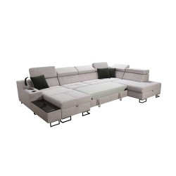 Luxus-Ecksofa in U-Form Avanti VI mit Schlaffunktion - Samt, Whisper 11 + Kunstleder Luxus-Ecksofa in U-Form Avanti VI mit Schlaffunktion - Samt, Whisper 11 + Kunstleder