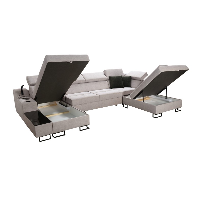 Luxus-Ecksofa in U-Form Avanti VI mit Schlaffunktion - Samt, Whisper 11 + Kunstleder Luxus-Ecksofa in U-Form Avanti VI mit Schlaffunktion - Samt, Whisper 11 + Kunstleder