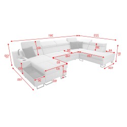 Luxus-Ecksofa in U-Form Avanti VI mit Schlaffunktion - Samt, Whisper 11 + Kunstleder Luxus-Ecksofa in U-Form Avanti VI mit Schlaffunktion - Samt, Whisper 11 + Kunstleder