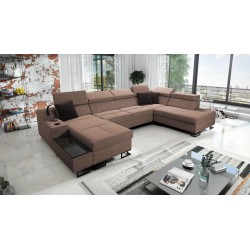 Luxuriöses U-förmiges Sofa Avanti VI mit Schlaffunktion - Velours, Sawana 25