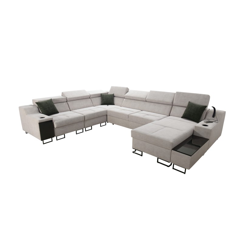 Ecksofa U Avanti VIII mit Schlaffunktion und USB-Lampe - Velours, Whisper 9 + Ökoleder - Überprüfen! Ecksofa U Avanti VIII mit Schlaffunktion und USB-Lampe - Velours, Whisper 9 + Ökoleder - Überprüfen!
