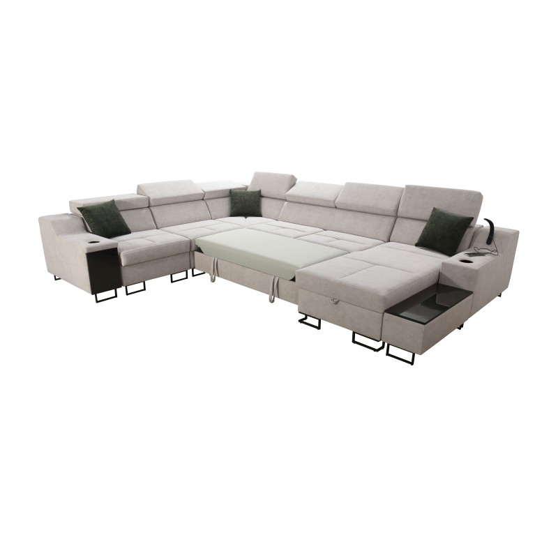 Ecksofa U Avanti VIII mit Schlaffunktion und USB-Lampe - Velours, Whisper 9 + Ökoleder - Überprüfen! Ecksofa U Avanti VIII mit Schlaffunktion und USB-Lampe - Velours, Whisper 9 + Ökoleder - Überprüfen!