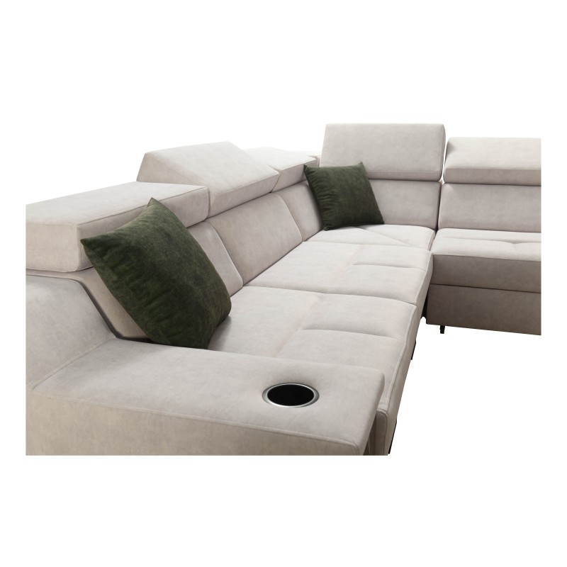 Ecksofa U Avanti VIII mit Schlaffunktion und USB-Lampe - Samt, Whisper 9 + Schwarzes Öko-Leder - Überprüfen Sie! Ecksofa U Avanti VIII mit Schlaffunktion und USB-Lampe - Samt, Whisper 9 + Schwarzes Öko-Leder - Überprüfen Sie!