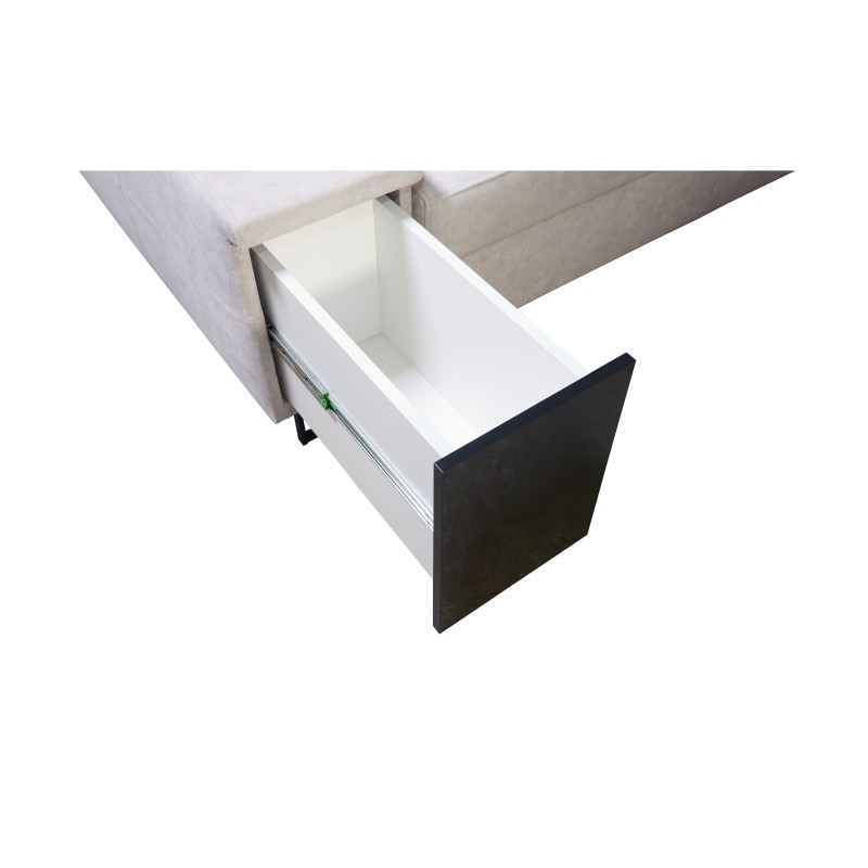 Ecksofa U Avanti VIII mit Schlaffunktion und USB-Lampe - Samt, Whisper 9 + Schwarzes Öko-Leder - Überprüfen Sie! Ecksofa U Avanti VIII mit Schlaffunktion und USB-Lampe - Samt, Whisper 9 + Schwarzes Öko-Leder - Überprüfen Sie!