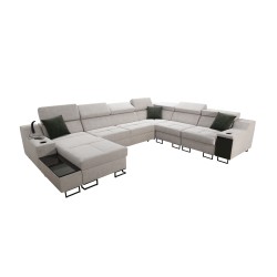 Ecksofa U Avanti VIII mit Schlaffunktion und USB-Lampe - Velours, Whisper 9 + Ökoleder - Überprüfen! Ecksofa U Avanti VIII mit Schlaffunktion und USB-Lampe - Velours, Whisper 9 + Ökoleder - Überprüfen!