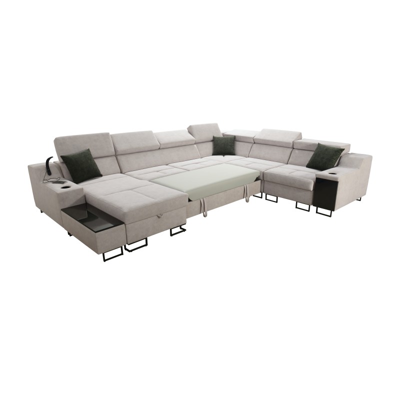 Ecksofa U Avanti VIII mit Schlaffunktion und USB-Lampe - Velours, Whisper 9 + Ökoleder - Überprüfen! Ecksofa U Avanti VIII mit Schlaffunktion und USB-Lampe - Velours, Whisper 9 + Ökoleder - Überprüfen!