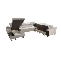 Ecksofa U Avanti VIII mit Schlaffunktion und USB-Lampe - Velours, Whisper 9 + Ökoleder - Überprüfen! Ecksofa U Avanti VIII mit Schlaffunktion und USB-Lampe - Velours, Whisper 9 + Ökoleder - Überprüfen!