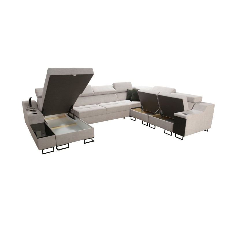 Ecksofa U Avanti VIII mit Schlaffunktion und USB-Lampe - Velours, Whisper 9 + Ökoleder - Überprüfen! Ecksofa U Avanti VIII mit Schlaffunktion und USB-Lampe - Velours, Whisper 9 + Ökoleder - Überprüfen!