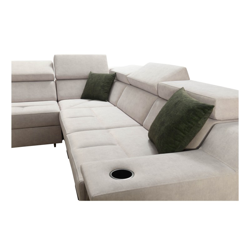 Ecksofa U Avanti VIII mit Schlaffunktion und USB-Lampe - Velours, Whisper 9 + Ökoleder - Überprüfen! Ecksofa U Avanti VIII mit Schlaffunktion und USB-Lampe - Velours, Whisper 9 + Ökoleder - Überprüfen!