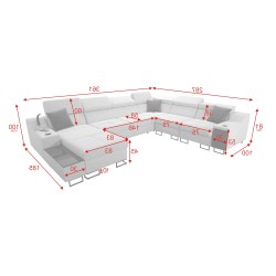 Ecksofa U Avanti VIII mit Schlaffunktion und USB-Lampe - Samt, Whisper 9 + Schwarzes Öko-Leder - Überprüfen Sie! Ecksofa U Avanti VIII mit Schlaffunktion und USB-Lampe - Samt, Whisper 9 + Schwarzes Öko-Leder - Überprüfen Sie!