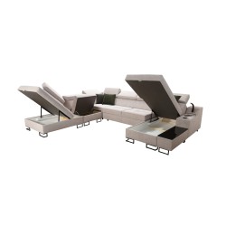 U-förmiges Sofa Avanti X mit Schlaffunktion und USB-Lampe | Velours, Whisper 3 + Ökoleder U-förmiges Sofa Avanti X mit Schlaffunktion und USB-Lampe | Velours, Whisper 3 + Ökoleder