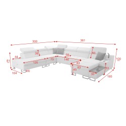 U-förmiges Sofa Avanti X mit Schlaffunktion und USB-Lampe | Velours, Whisper 3 + Ökoleder U-förmiges Sofa Avanti X mit Schlaffunktion und USB-Lampe | Velours, Whisper 3 + Ökoleder