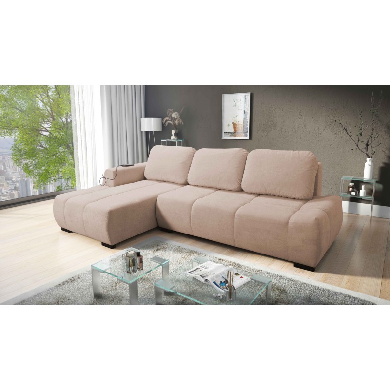Oscar corner sofa with sleeping function and USB port – Comfort and style in your living room