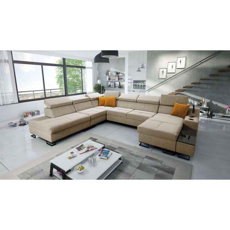 U-förmiges Ecksofa Avanti X mit Schlaffunktion und USB-Lampe | Samt, Whisper 3 U-förmiges Ecksofa Avanti X mit Schlaffunktion und USB-Lampe | Samt, Whisper 3