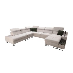 U-förmiges Ecksofa Avanti X mit Schlaffunktion und USB-Lampe | Samt, Whisper 5 + Kunstleder U-förmiges Ecksofa Avanti X mit Schlaffunktion und USB-Lampe | Samt, Whisper 5 + Kunstleder