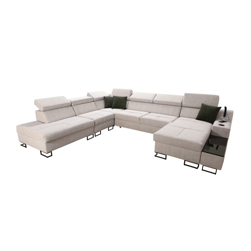U-förmiges Ecksofa Avanti X mit Schlaffunktion und USB-Lampe | Samt, Whisper 5 + Kunstleder U-förmiges Ecksofa Avanti X mit Schlaffunktion und USB-Lampe | Samt, Whisper 5 + Kunstleder