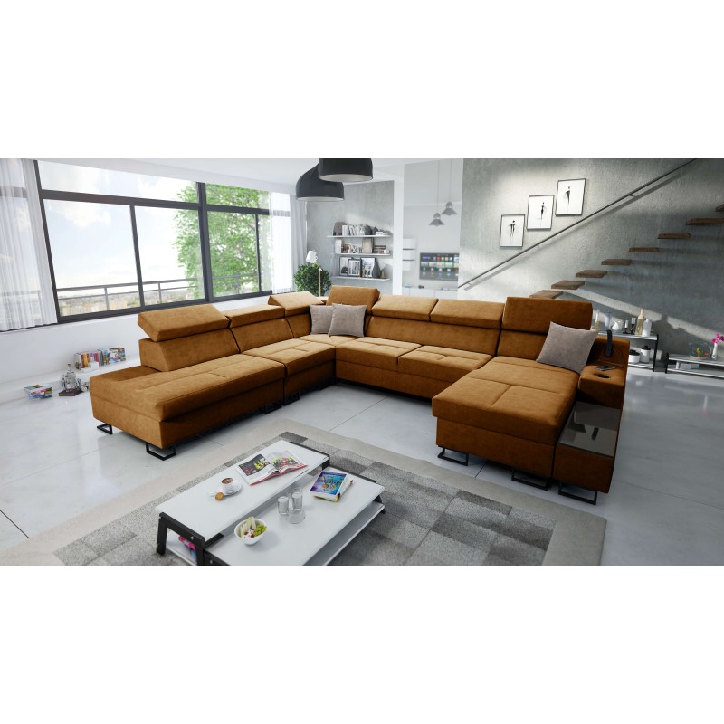 U-förmiges Sofa Avanti X mit Schlaffunktion und USB-Lampe | Velours, Whisper 9 U-förmiges Sofa Avanti X mit Schlaffunktion und USB-Lampe | Velours, Whisper 9
